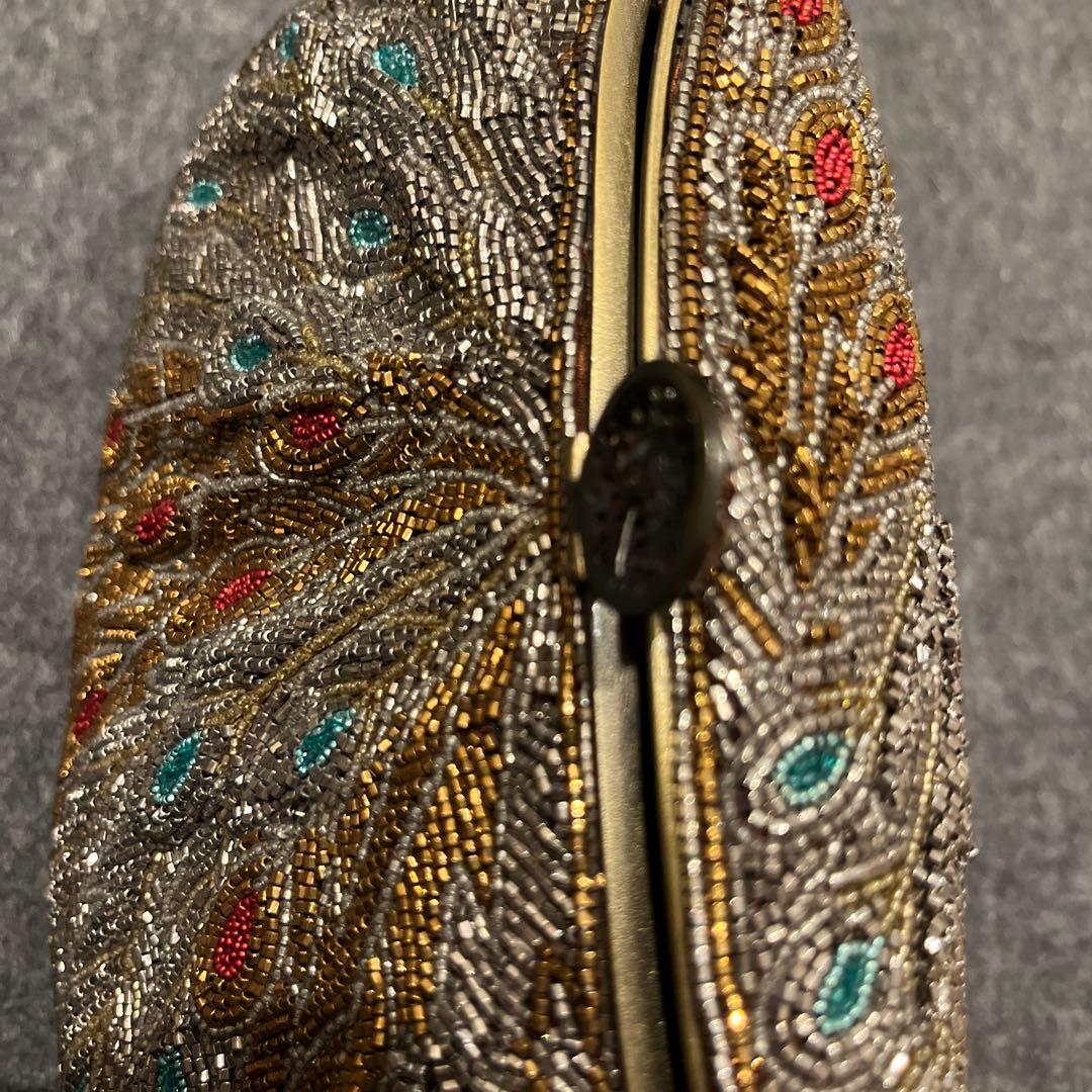 ビーズ刺繍 クラッチバッグ　はしもと
