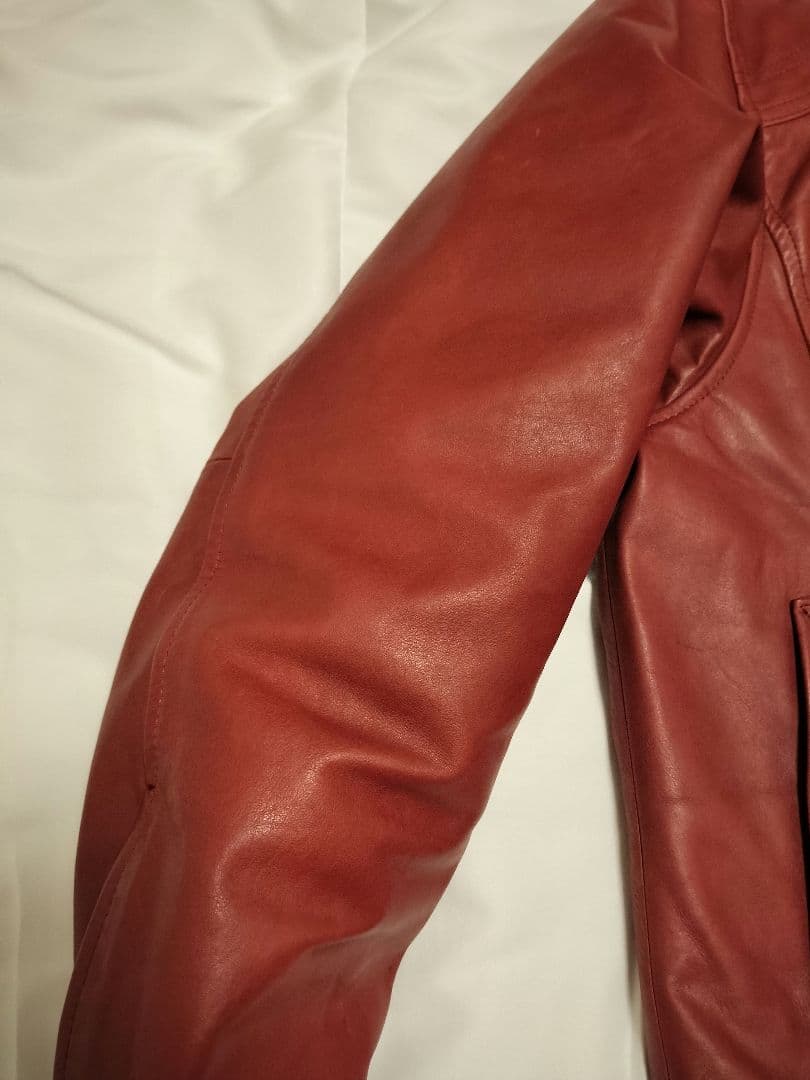 牛革　シングルライダース 　ジャケット 　レッド　中古