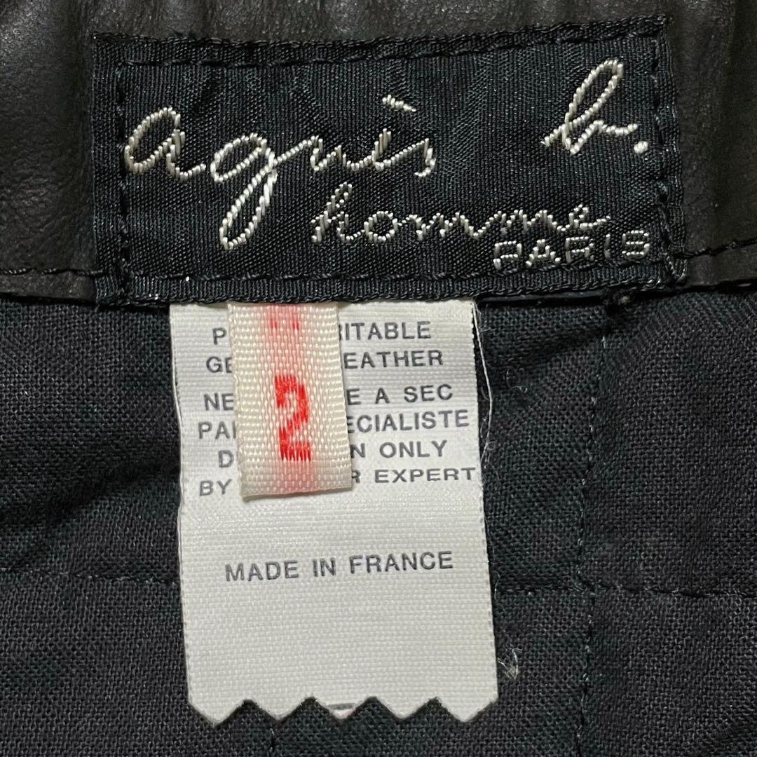 アニエスベー オム レザー ボンバー ジャケット サイズ2 実寸XL相当 黒