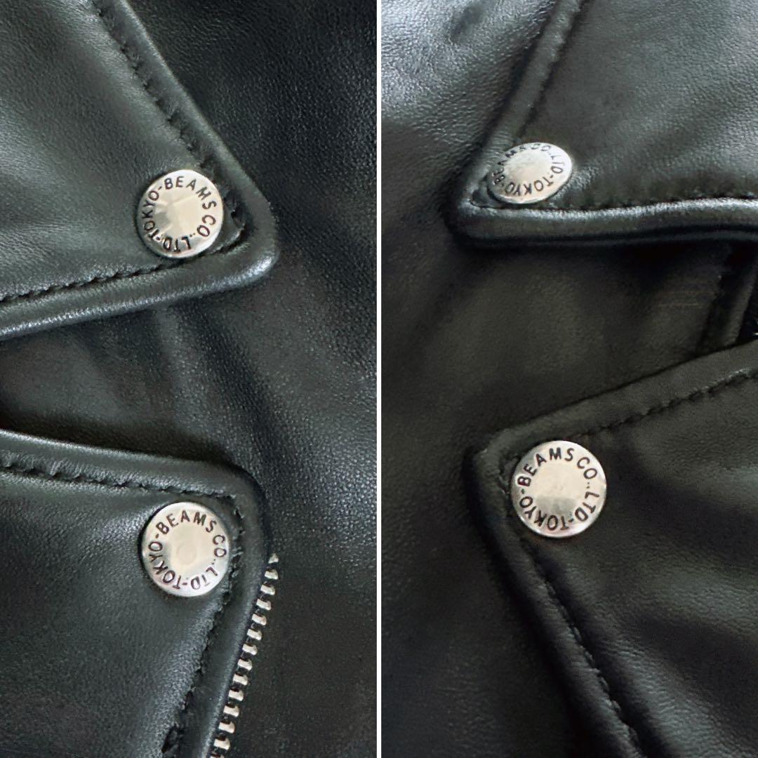 【BEAMS】ダブルライダース レザー ジャケット ブラック 羊革 Mサイズ