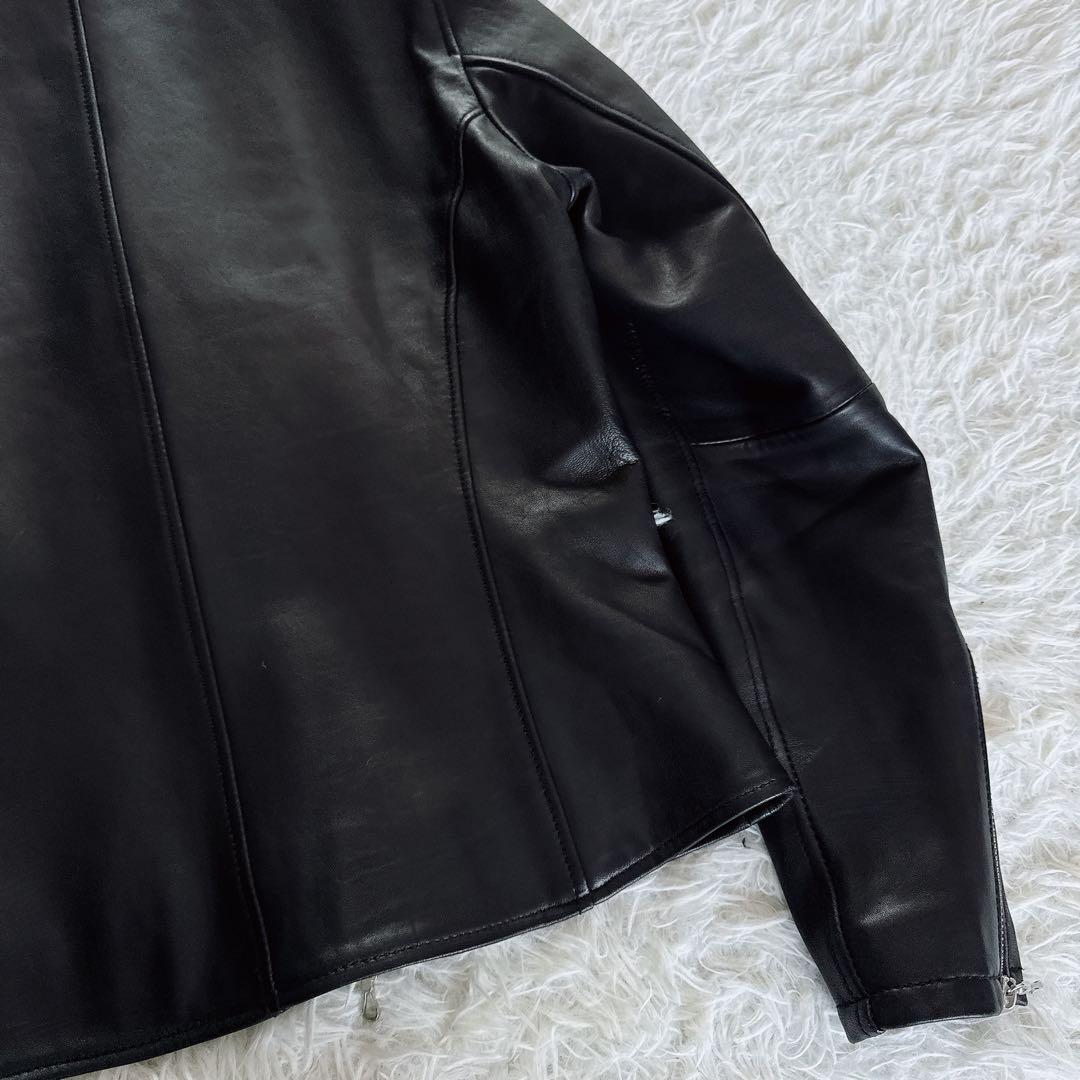 【BEAMS】ダブルライダース レザー ジャケット ブラック 羊革 Mサイズ