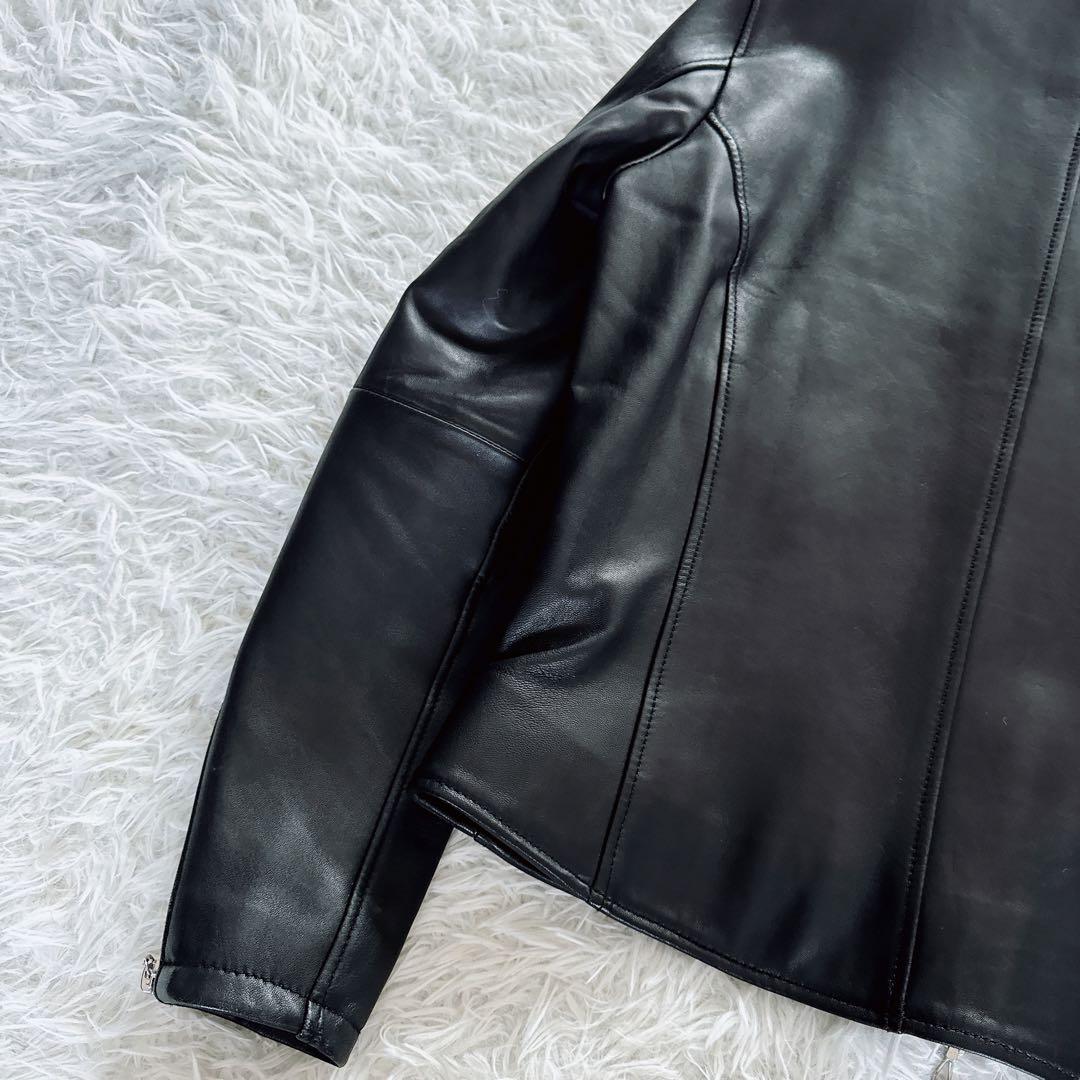 【BEAMS】ダブルライダース レザー ジャケット ブラック 羊革 Mサイズ