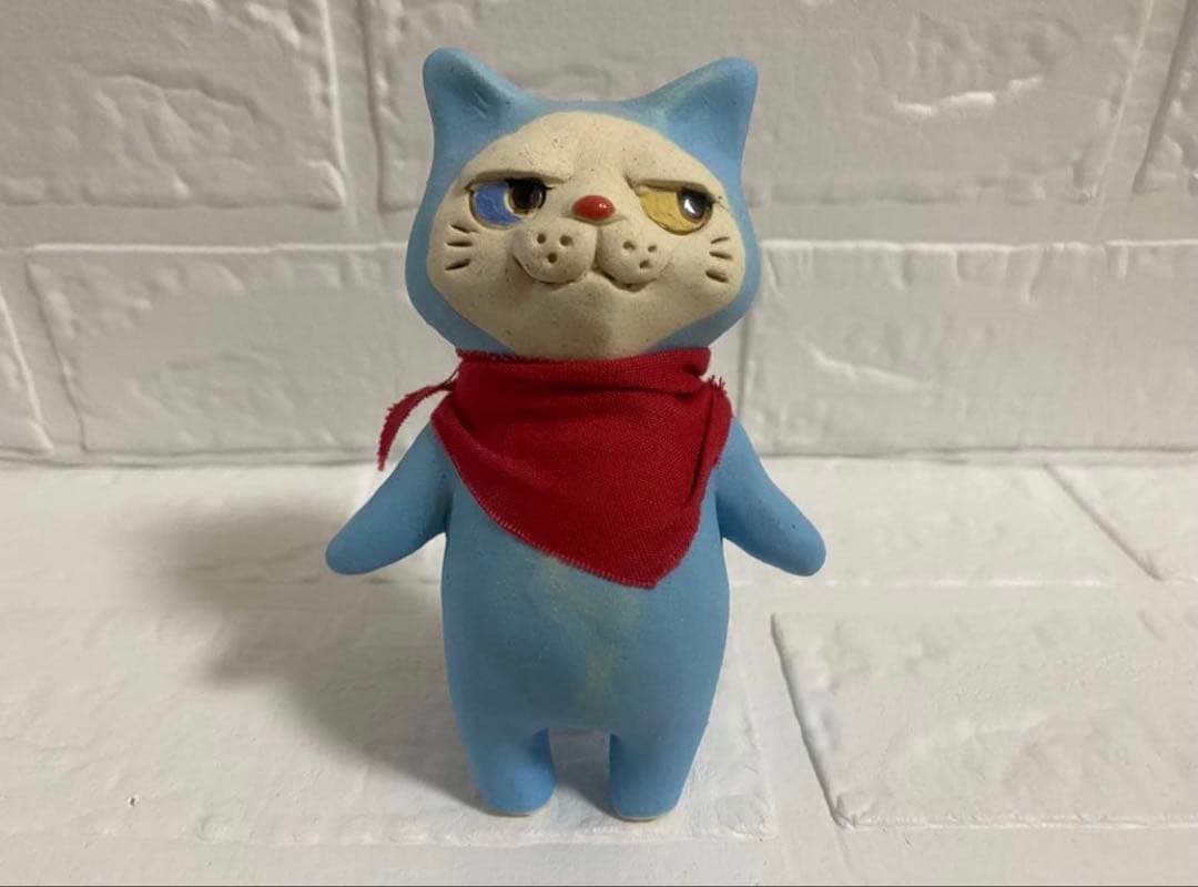 中古品【タイツ猫】2個セット♡布施猫笑店♡陶器製♡