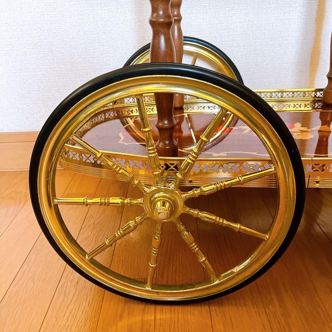 イタリア製 象嵌 アンティーク キッチンワゴン ティーワゴン