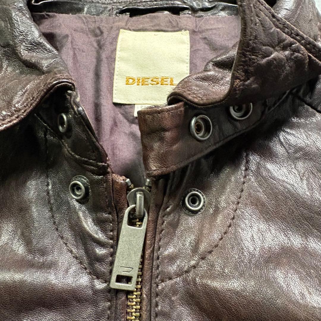 DIESEL レザージャケット　羊革　ラムレザー　オールレザー　バイカー　XL