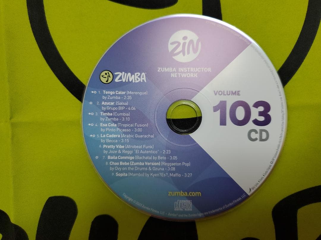 ZUMBA　ズンバ　ZIN103　CD ＆ DVD　インストラクター専用