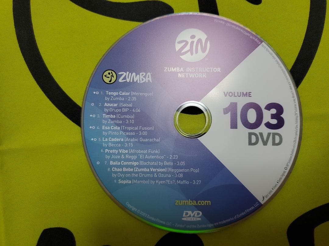 ZUMBA　ズンバ　ZIN103　CD ＆ DVD　インストラクター専用