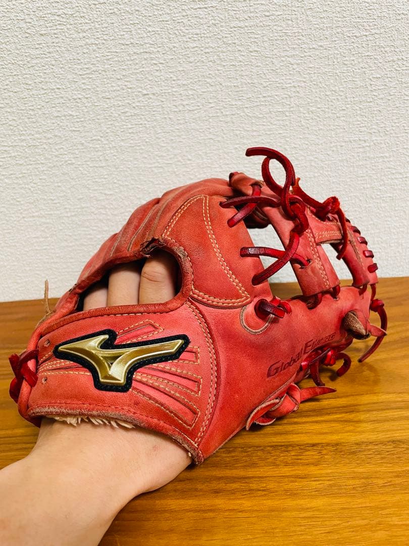 ミズノ　Mizuno Global Elite 軟式グローブ レッド　少年用