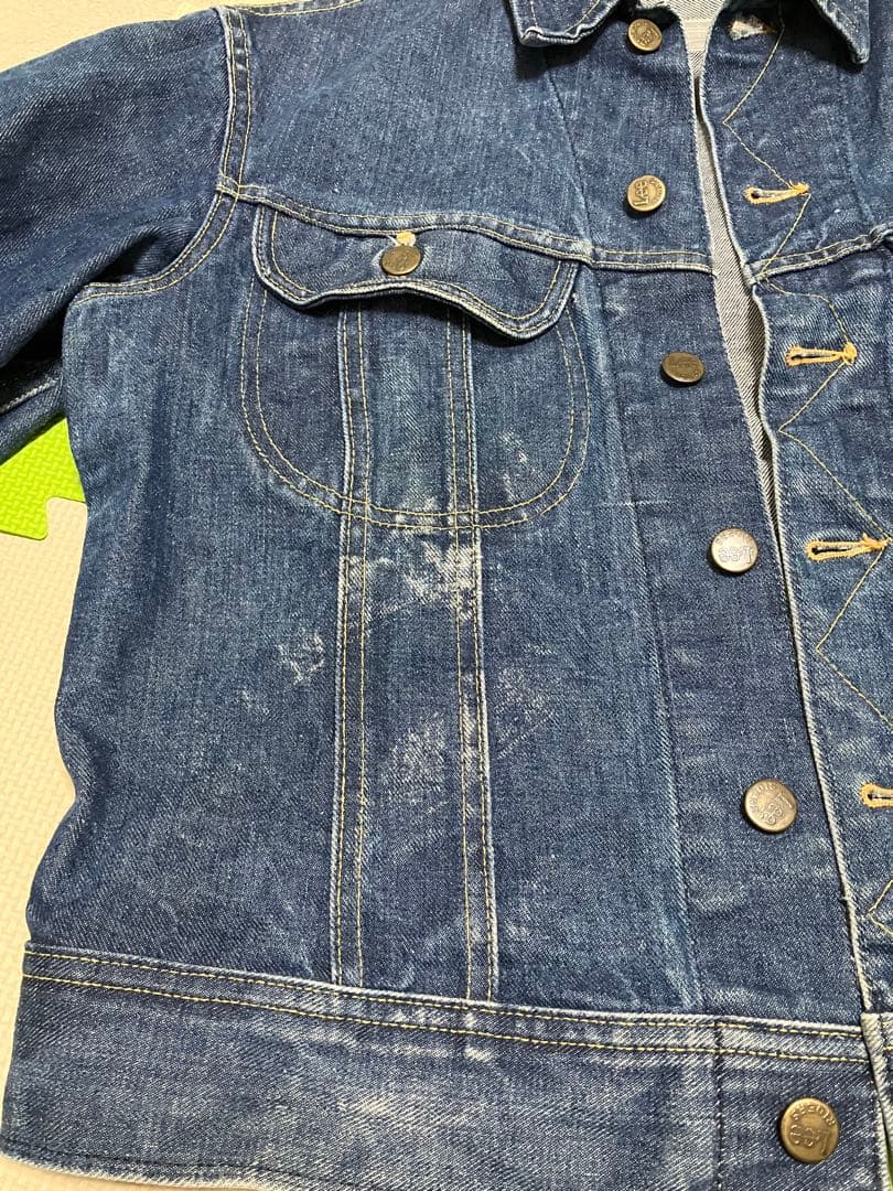 USA製 リーLee 220Jデニムジャケット　70年〜 縦落バリバリ濃紺　M