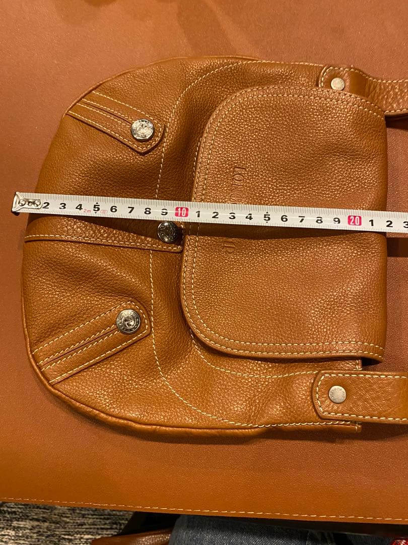 ロンシャン　レザーショルダーバック　キャメル