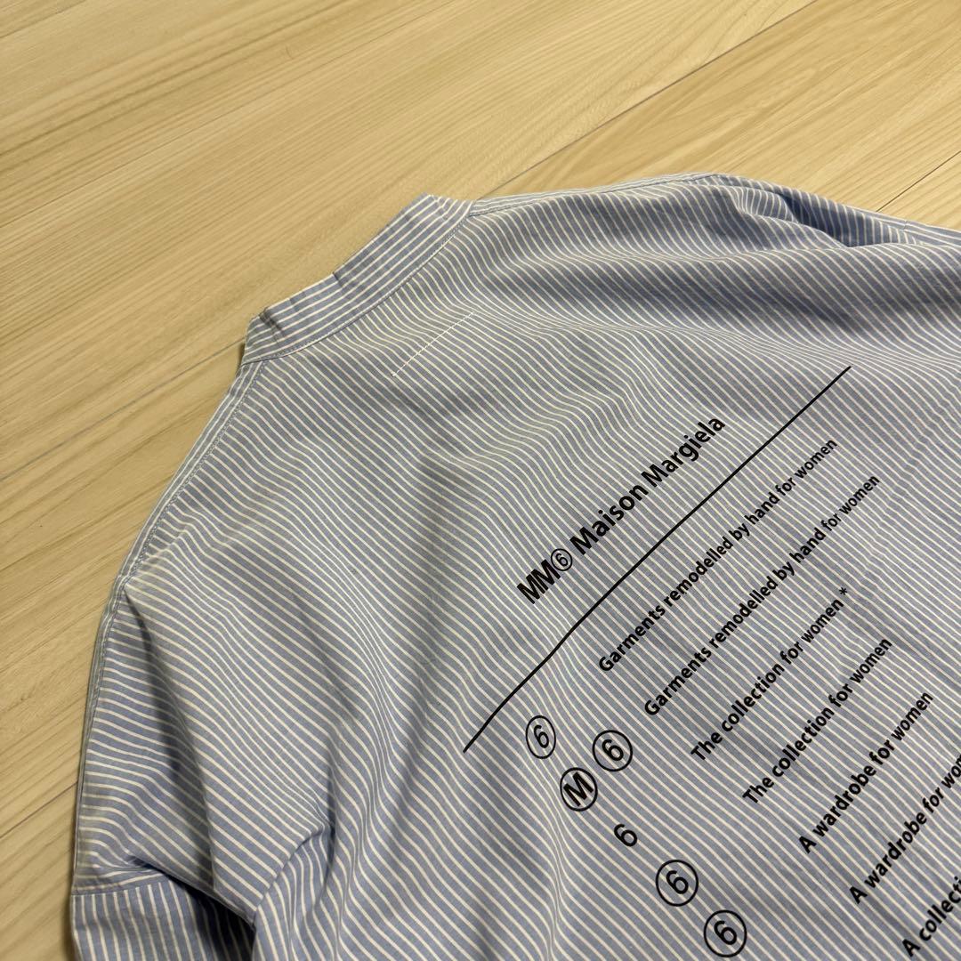 【極美品✨】MM6 メゾンマルジェラ シャツワンピース ストライプ ロゴ 40