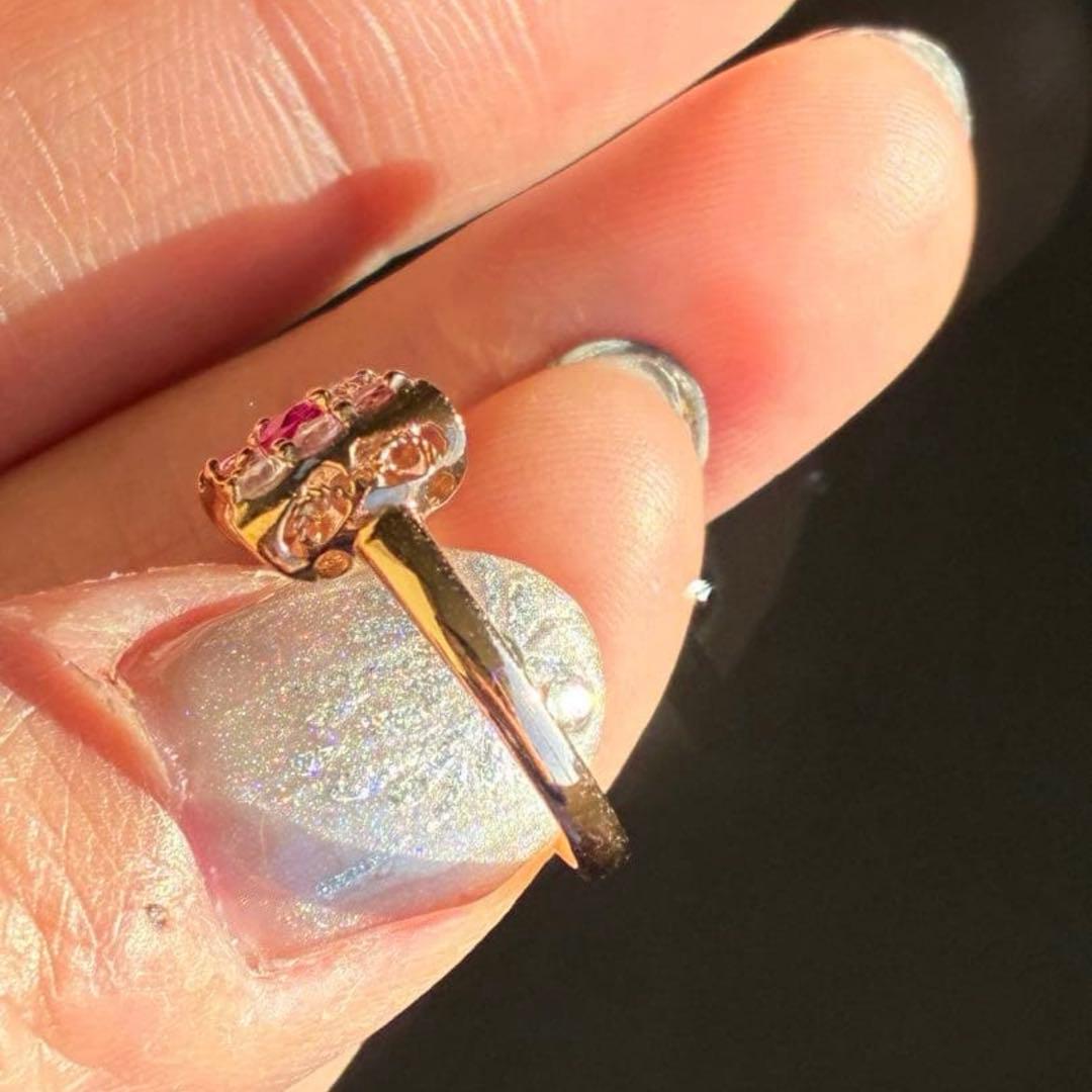 k10ピンクゴールド　サファイアのリボンリング　ピンキーリング