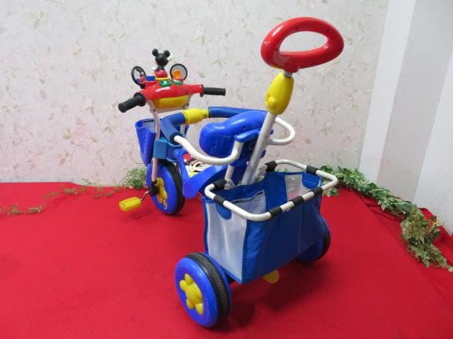 22FF1333 ミッキーマウス　手押し三輪車　ブルー