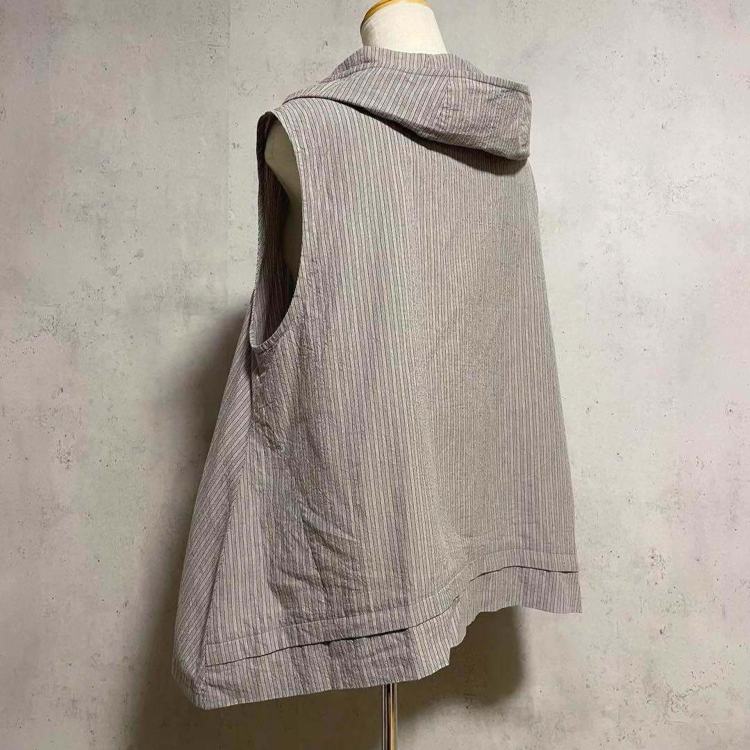 良品　慈雨　ジウ　センソユニコ ストライプ柄変形フーデッドベスト　40 L