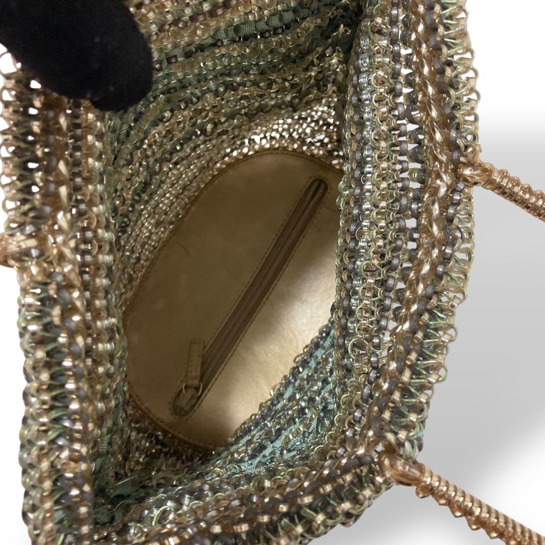 【美品】アンテプリマ　ワイヤーハンドバッグ　パーティー　ロゴリング　ゴールド