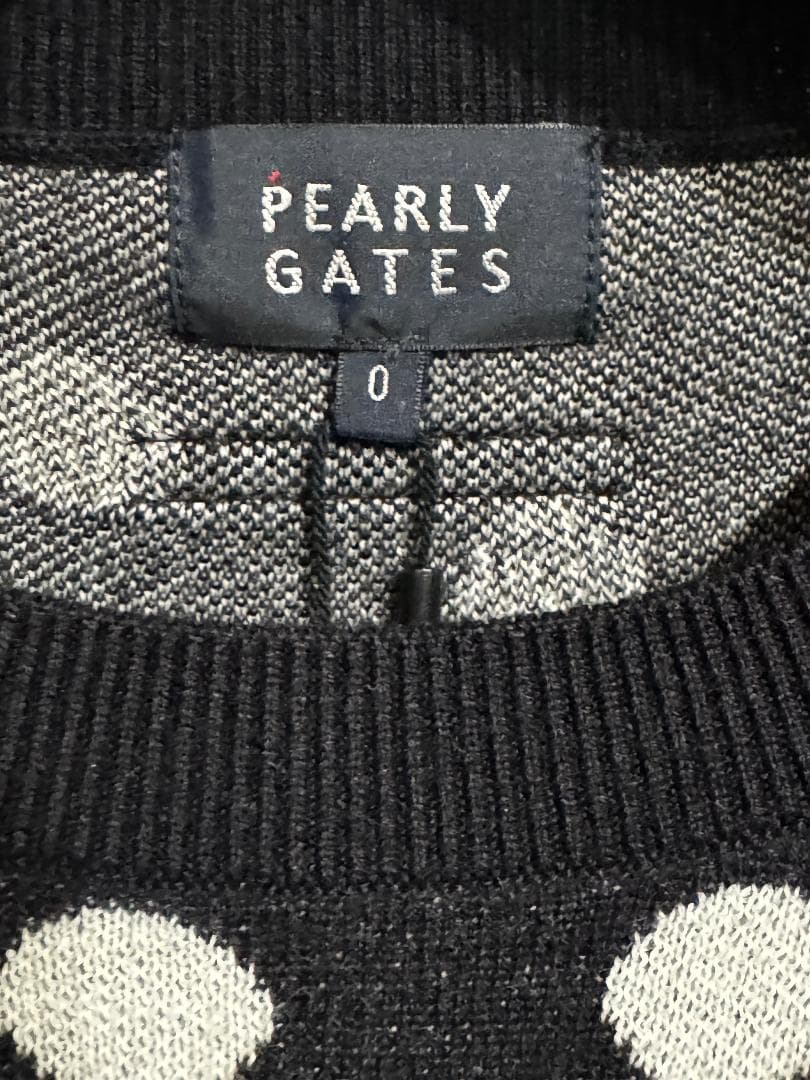 パーリーゲイツ　14Gダブルジャガードカシミヤ混クルーネックニット サイズ0