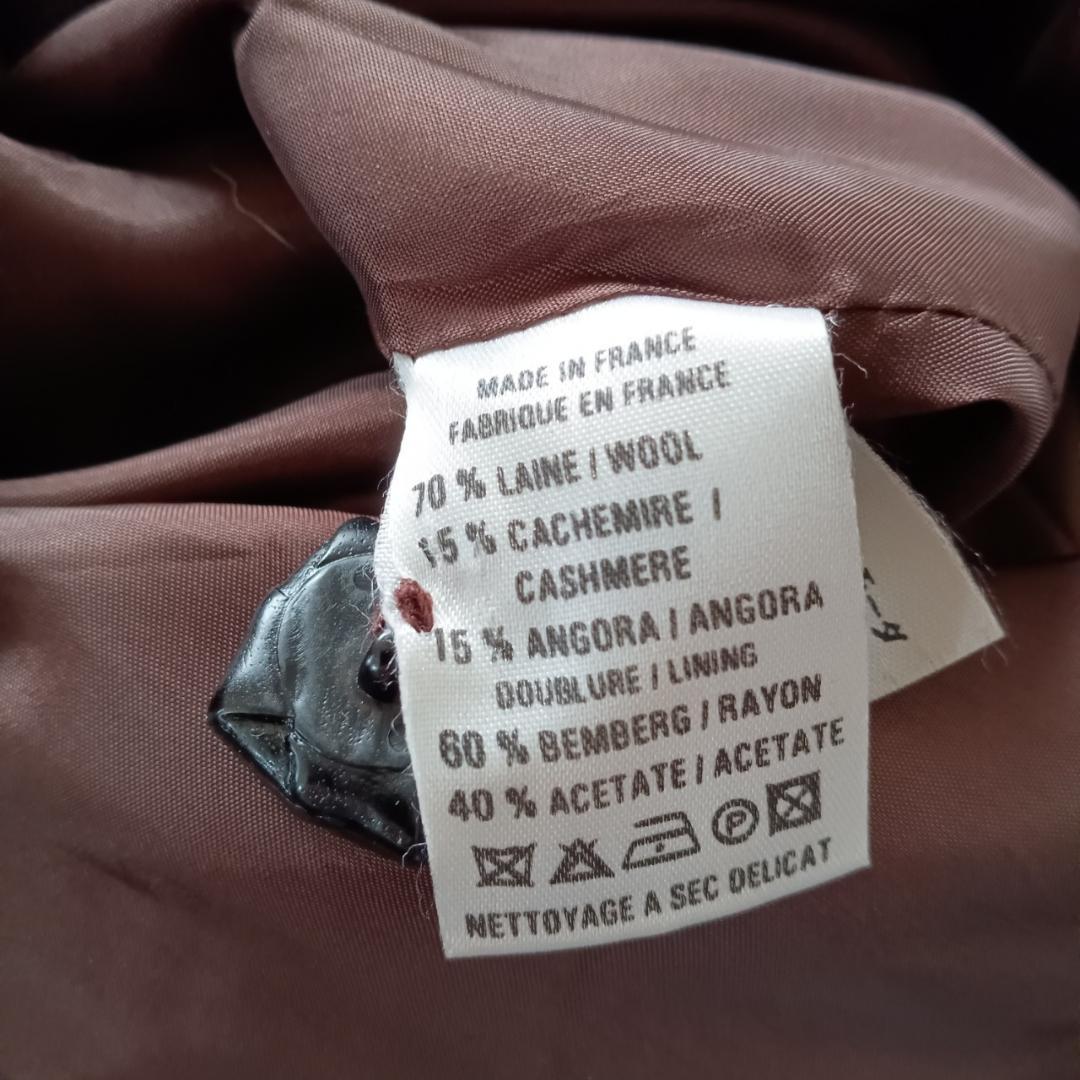PAULE KA カシミヤ混 バーガンディ ウールコート　フランス製 E78