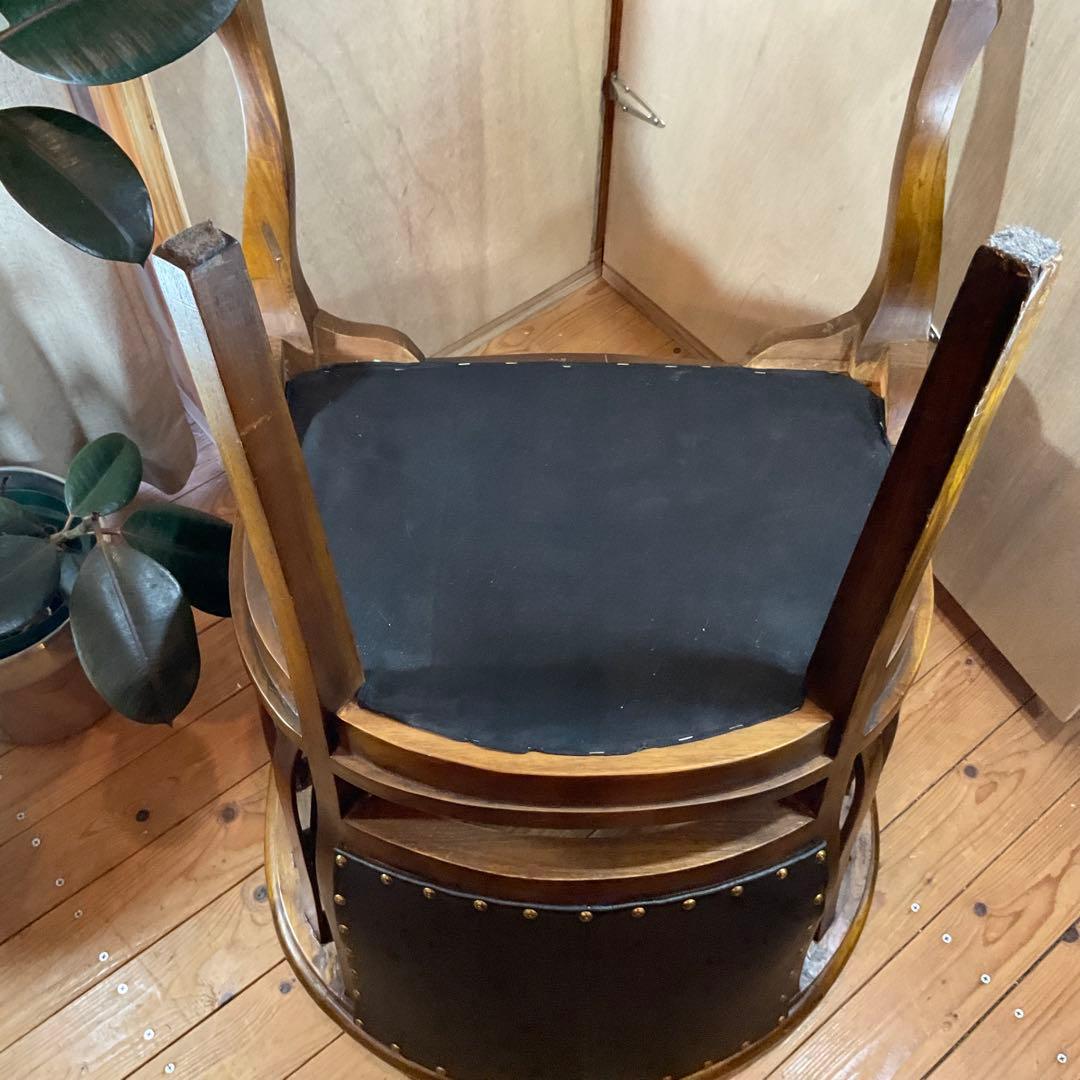 木製 デスクチェア ワークチェア 男前 おしゃれ 椅子 手摺 ダイニングチェア