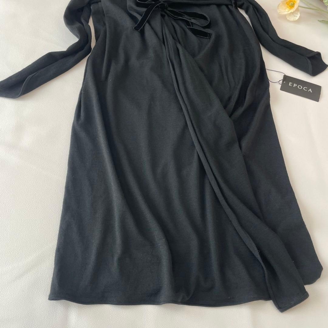 EPOCAカシュクールワンピース40黒ラップスカート ウール100%タグ付エポカ
