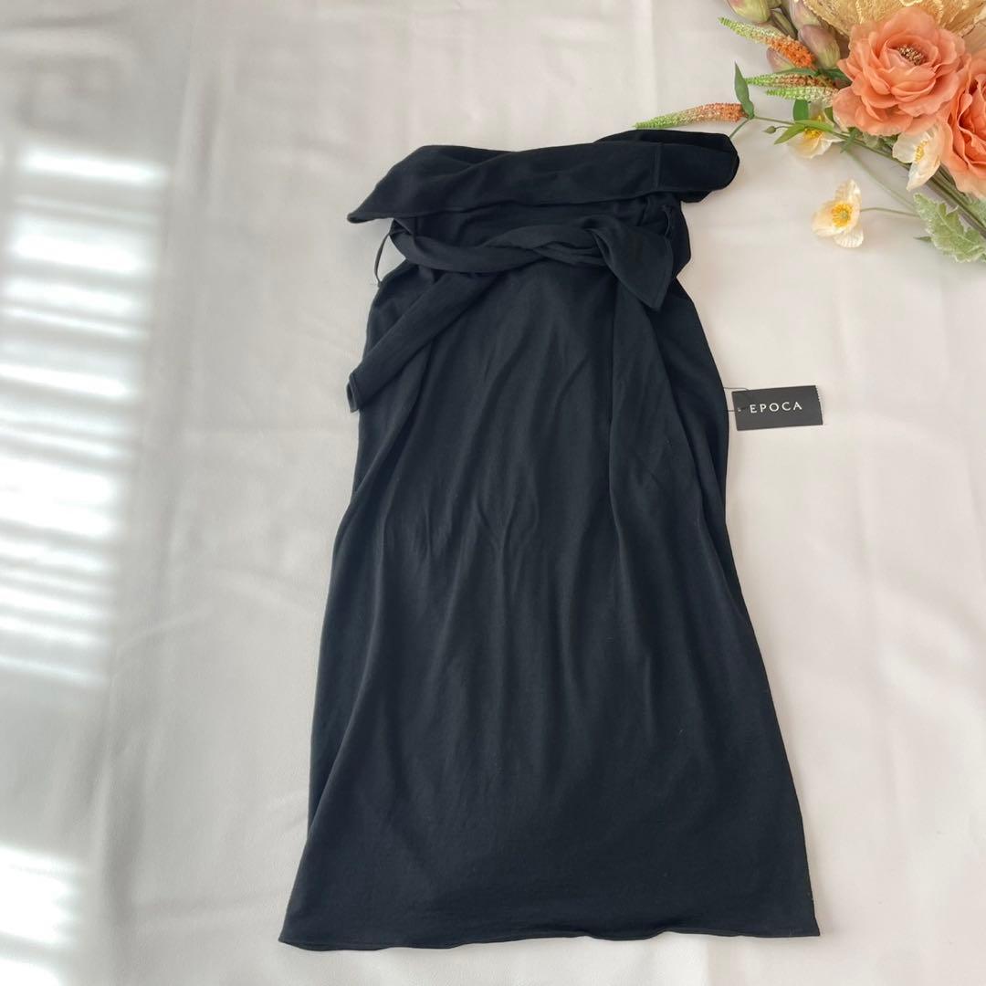 EPOCAカシュクールワンピース40黒ラップスカート ウール100%タグ付エポカ