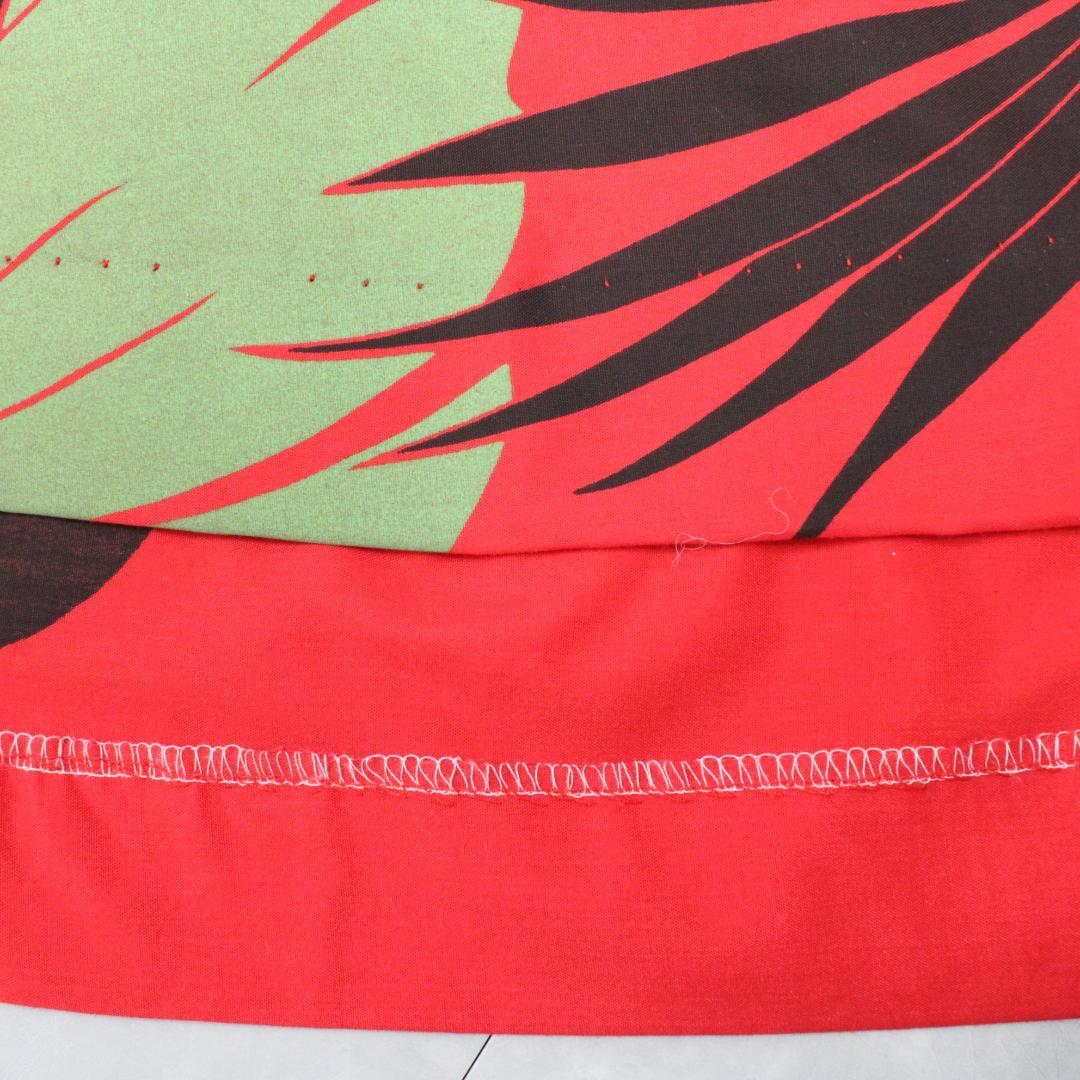 【フラダンス衣装】レッド MAHALO ワンピース ドレス プルメリア柄 赤 白