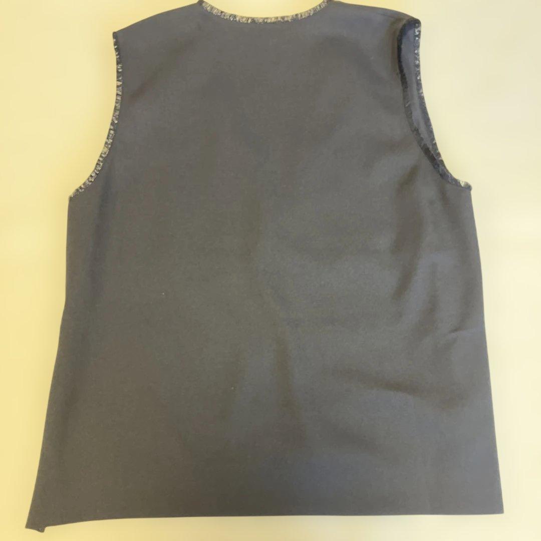 アワーホームOUR 洗えるフリンジベスト　ダークネイビー