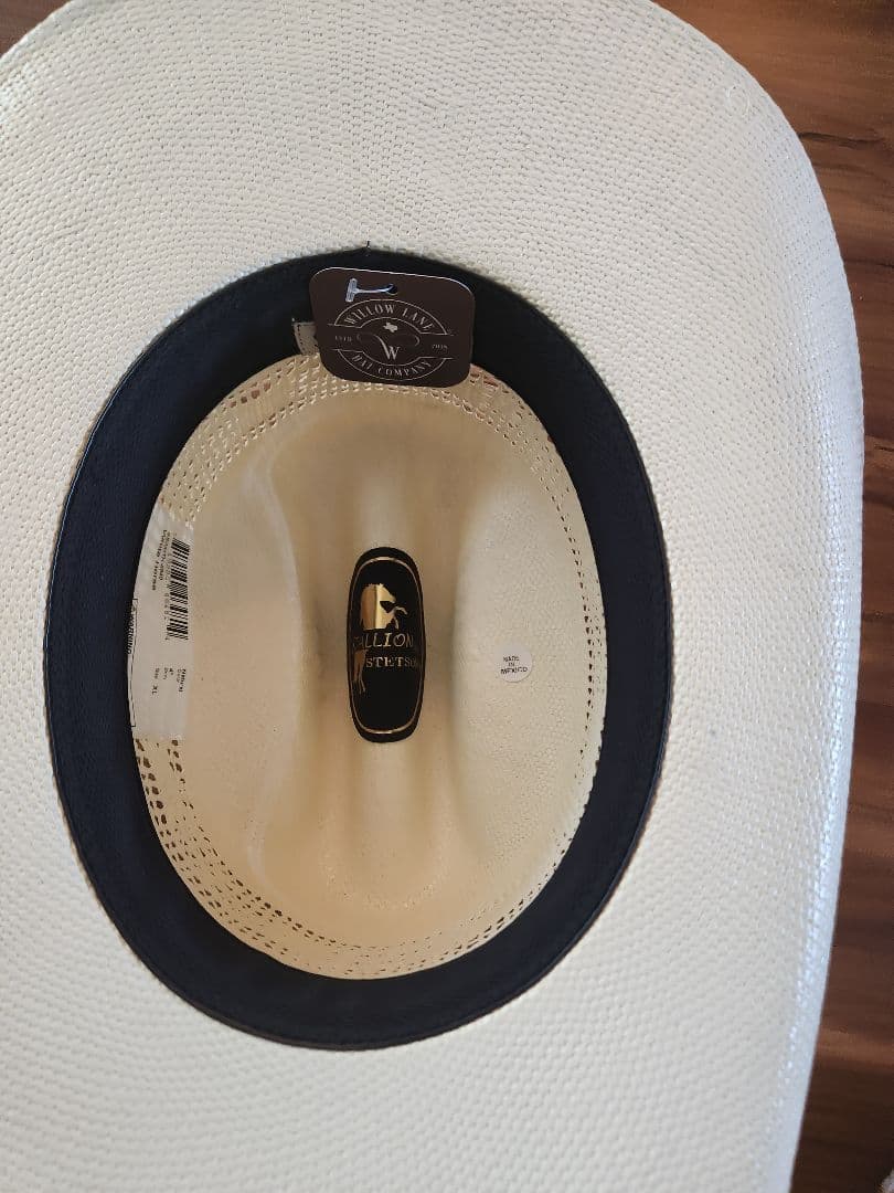 ホワイトカウボーイハット ストロー素材 (59.6 cm—60.6 cm)-XL