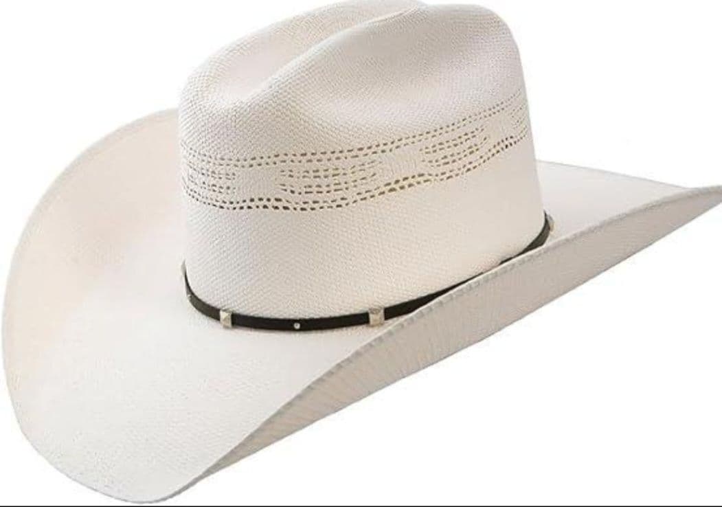 ホワイトカウボーイハット ストロー素材 (59.6 cm—60.6 cm)-XL