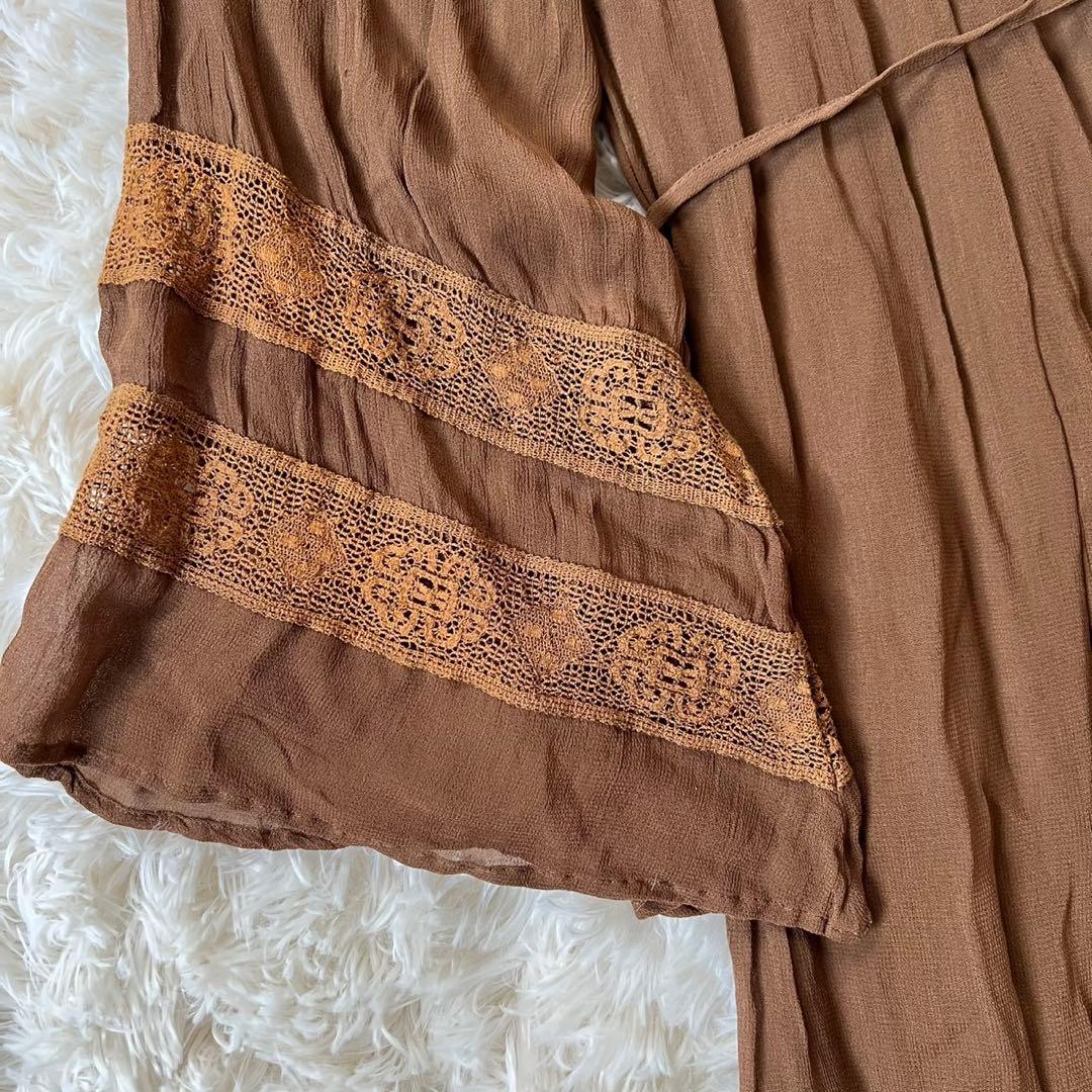 ヌキテパ（ne Quittez pas）ブラウン レースデザインワンピース