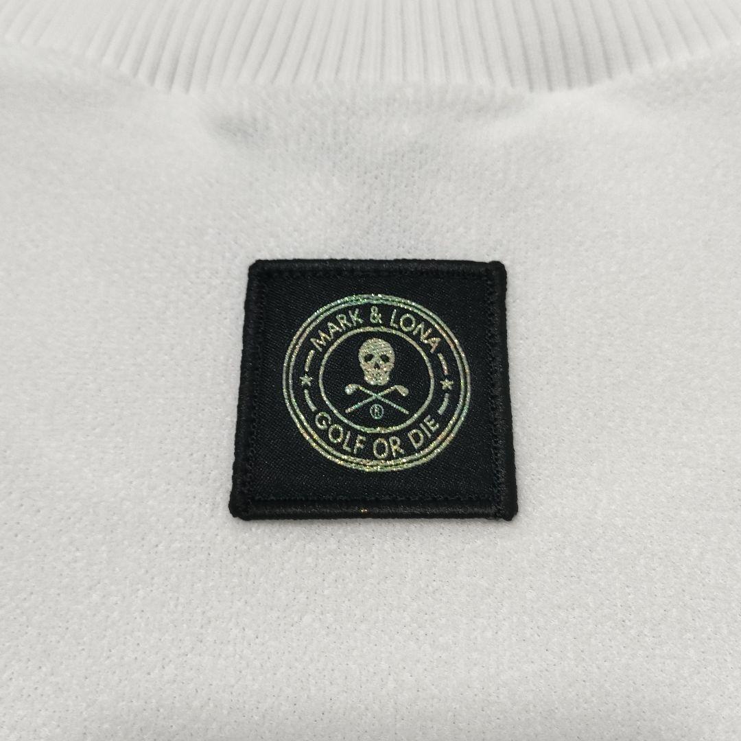 【美品】マークアンドロナ　ハイネック半袖シャツ　ラメロゴ　パイル　ホワイト　40