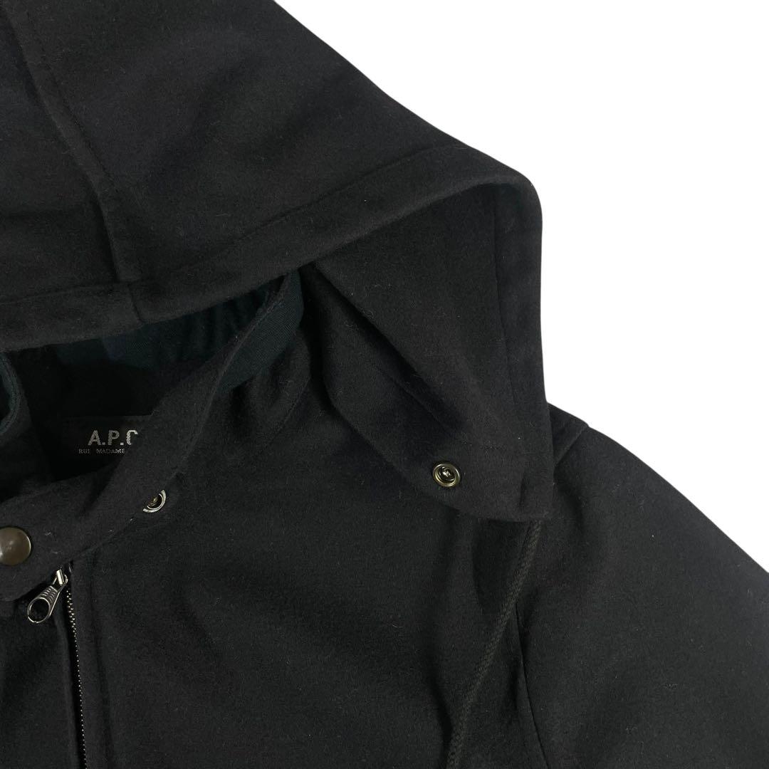 Y【極美品】A.P.C. メルトンフーデッドジャケット 黒 XS ユーロ