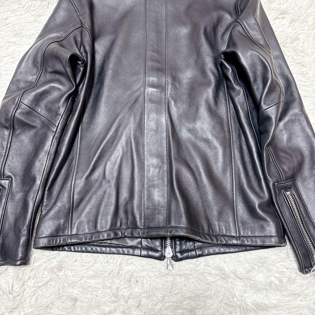 テットオム　羊革　シングルライダース　レザージャケット　L ラムスキン　本革