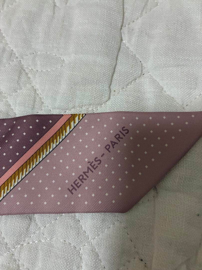 HERMES シルクスカーフ ドット柄　スモーキーピンク　イエロー