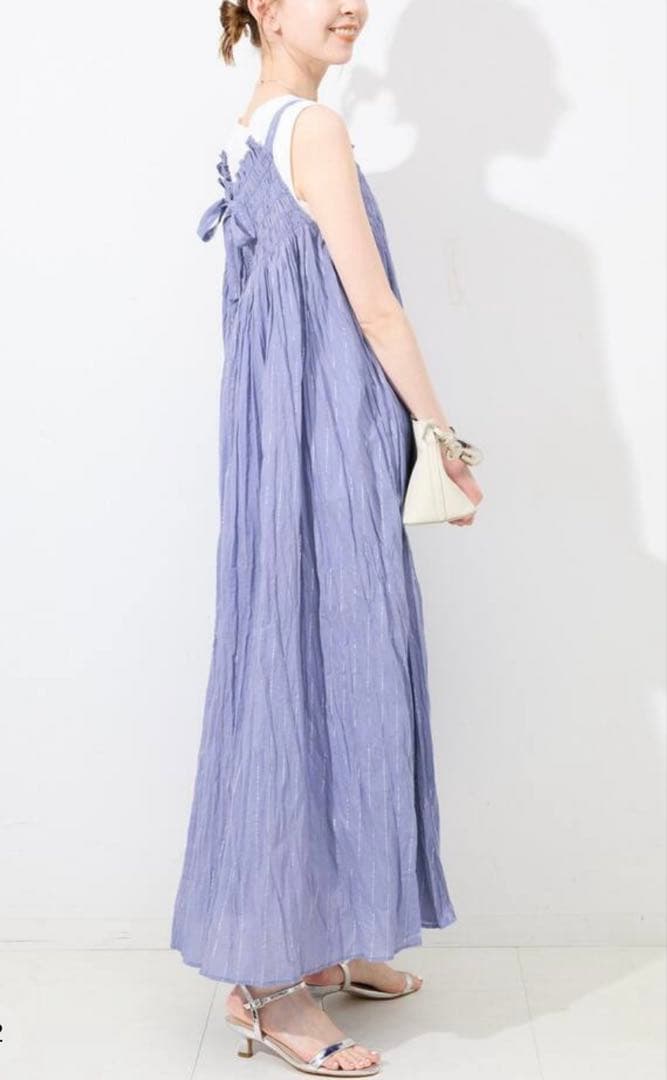 SLOBE IENAクリンクルギャザーキャミワンピース　パープル