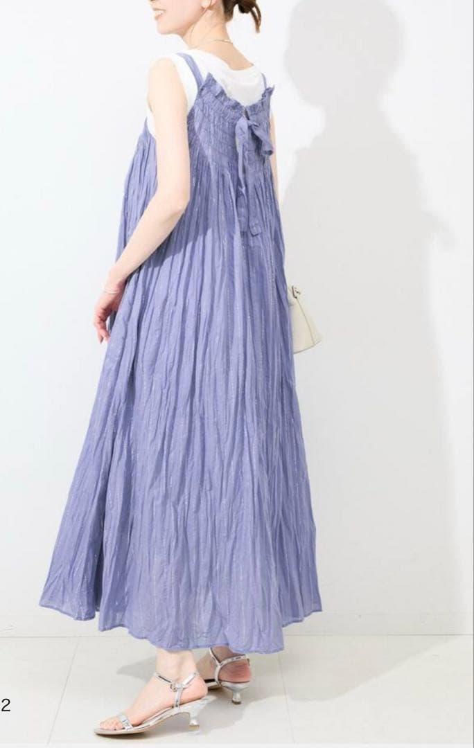 SLOBE IENAクリンクルギャザーキャミワンピース　パープル