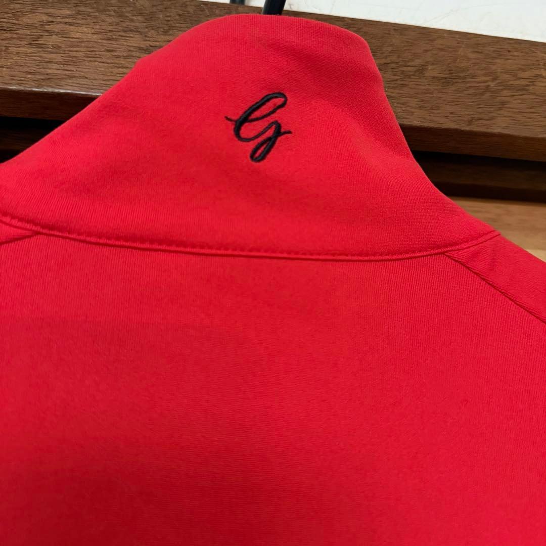 美品 デサントゴルフ ダブルジップ ジャージ ジャケットM 赤 DGM3025S