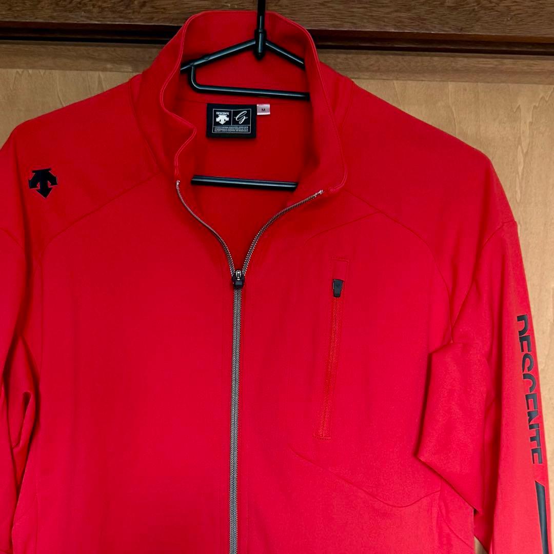 美品 デサントゴルフ ダブルジップ ジャージ ジャケットM 赤 DGM3025S
