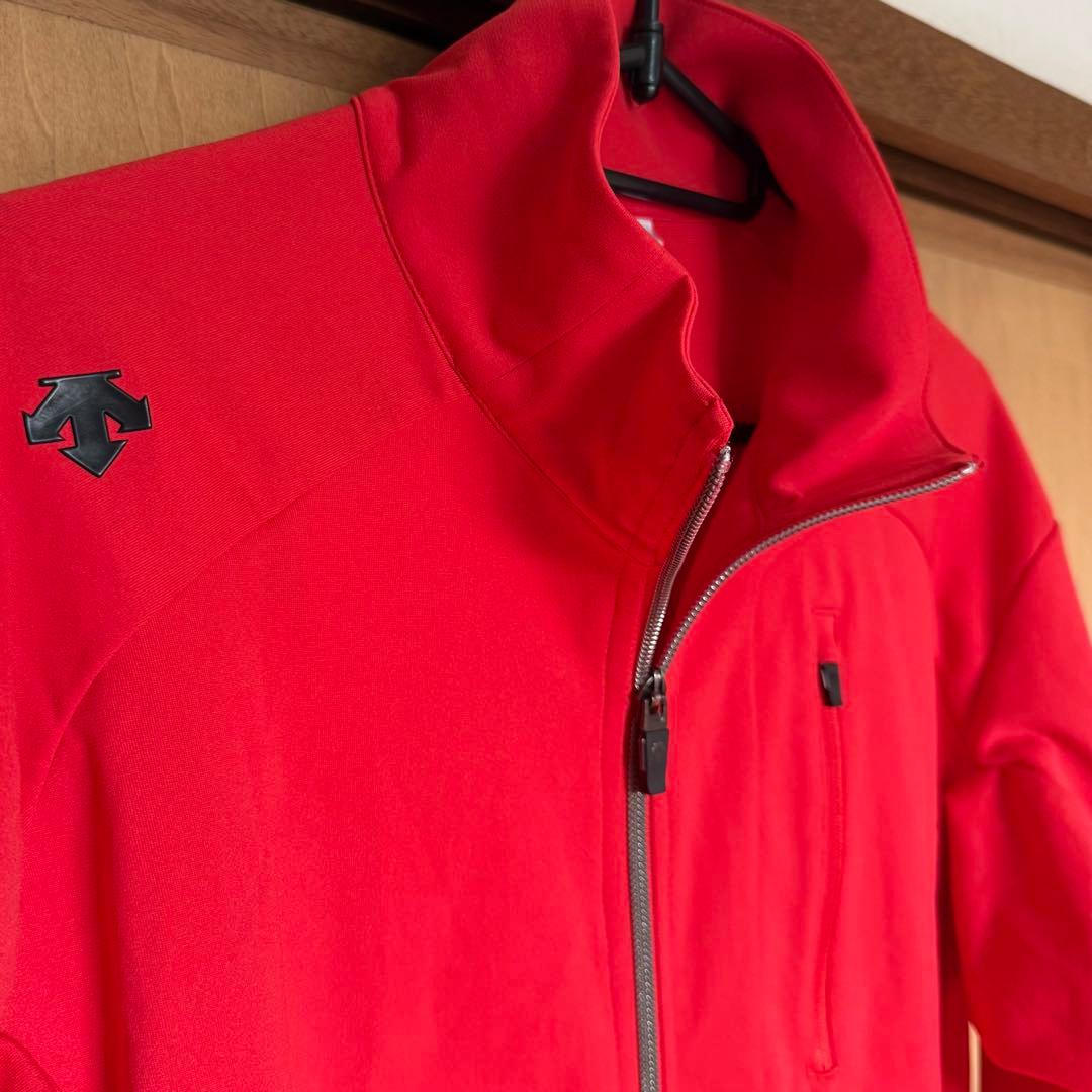 美品 デサントゴルフ ダブルジップ ジャージ ジャケットM 赤 DGM3025S