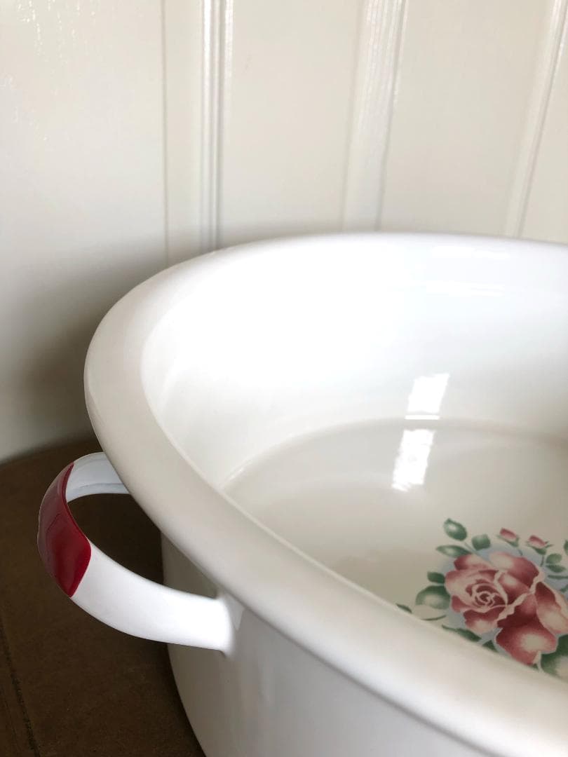 （新品）イマン　ヴィクトリア　たらい　ホーロー　ばら　花柄　アンティーク　日本製