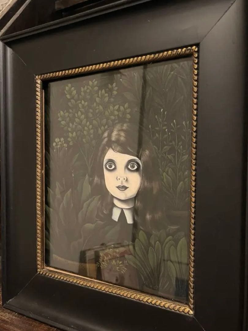 アート 絵画 森町長子 作品1鉢植と少女