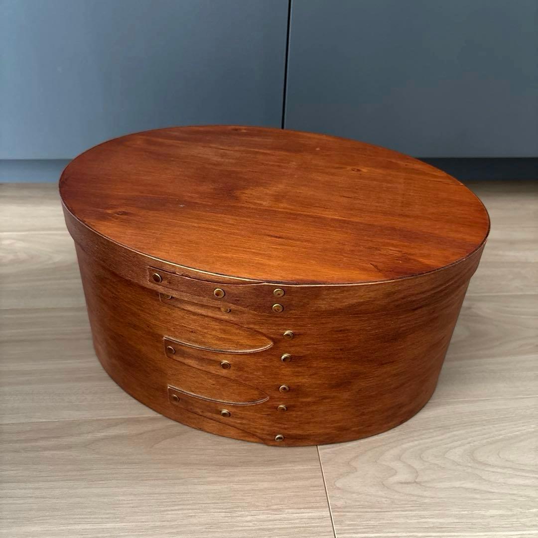 シェーカーボックス オーバル 収納ボックス ふた付き 、Ｌサイズ、ブラウン