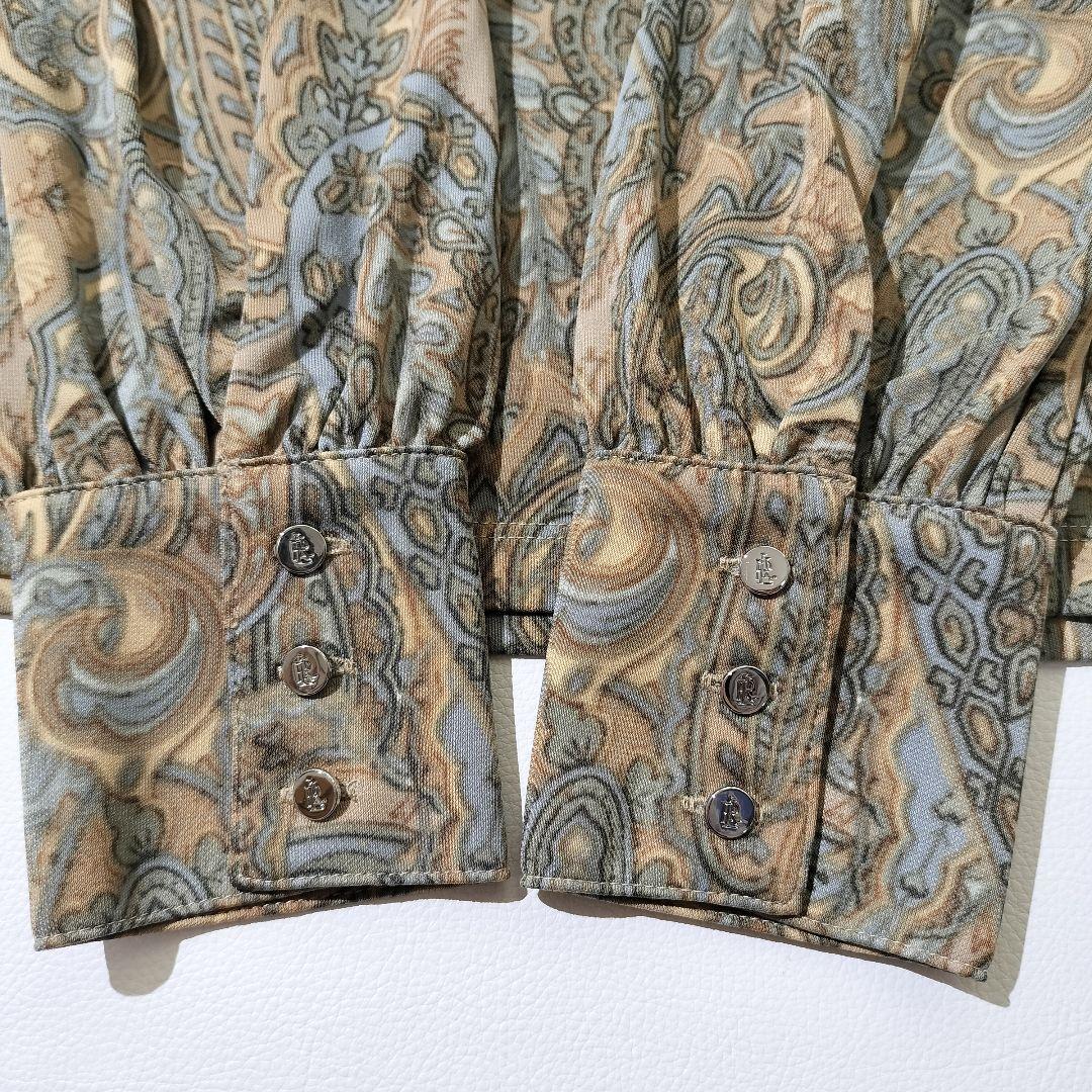 美品　 ローレン ラルフローレン 総柄 ボウタイ ブラウス シャツ L