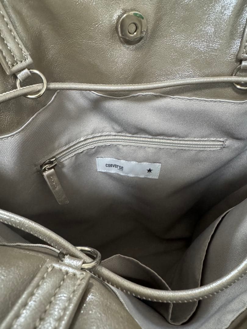 CONVERSE TOKYOメタリックギャザートートバッグ