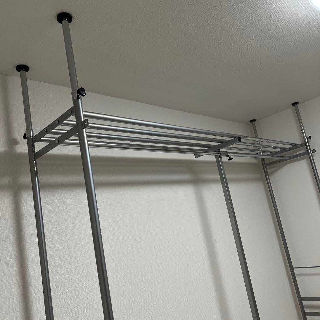 突っ張りハンガーラック、大容量クローゼットW111〜200㎝