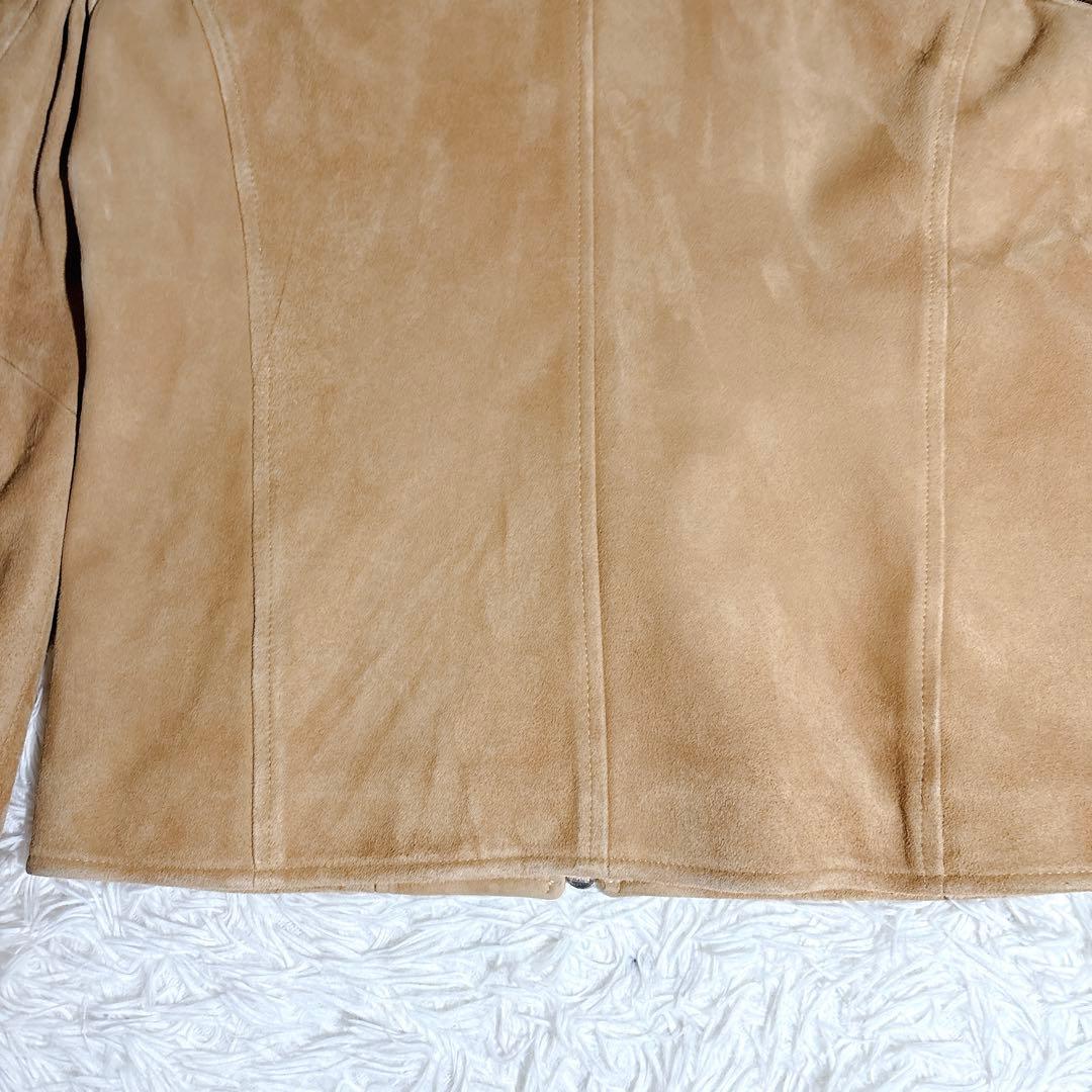 ABAHOUSE ゴート スエード ノーカラー レザージャケット 2 キャメル