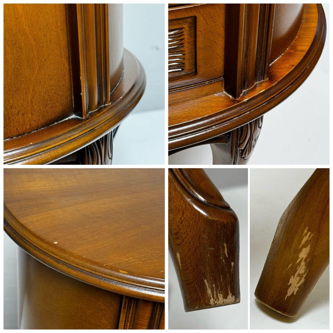 アンティークチェスト 猫脚 4段チェスト 木製 彫刻 ロココ調 サイドチェスト