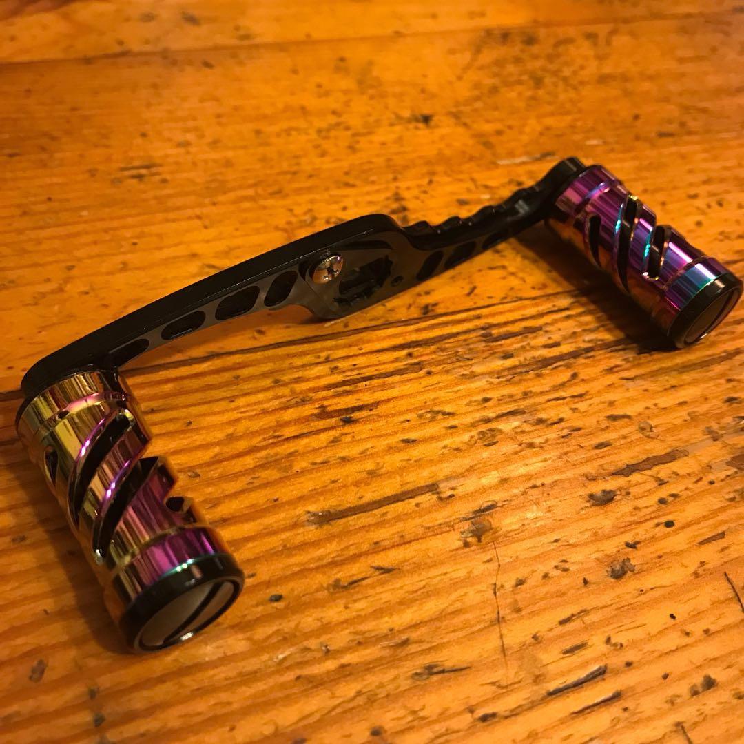 ✴︎オーロラ✴︎4mm厚90mm✴︎アブ.ダイワ用カスタムストレートハンドル