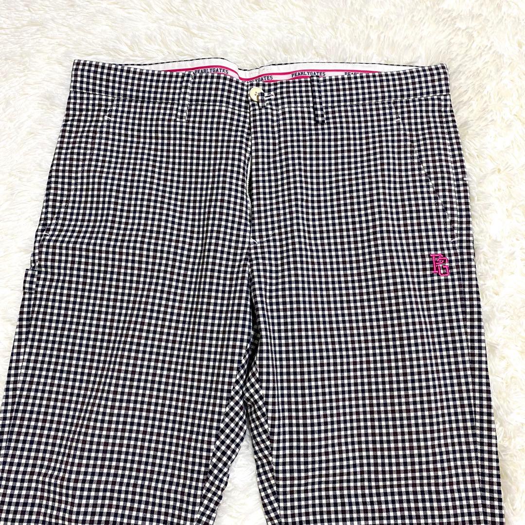 パーリーゲイツ　ギンガムチェックパンツ　刺繍ロゴ　ゴルフ　ストレッチ　XL　6