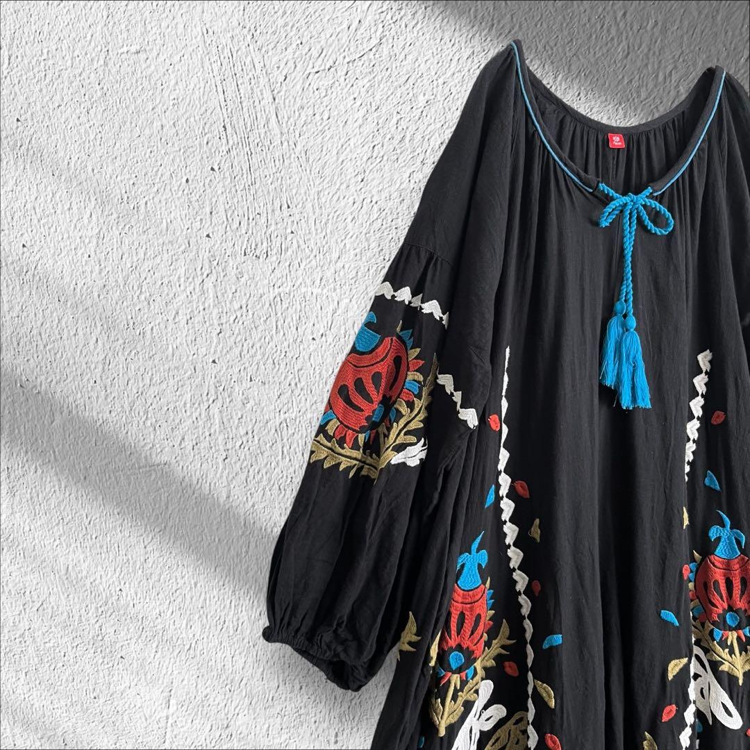 チャイハネ スザニーワンピース 綿100％ 刺繍