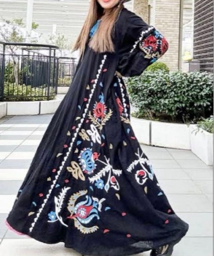 チャイハネ スザニーワンピース 綿100％ 刺繍